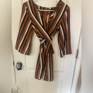 Forever 21 Multicolor Striped Long Sleeve Dress